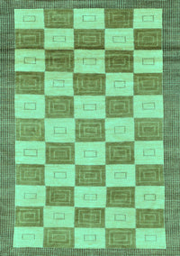 Checkered Turquoise Modern Rug, abs5turq