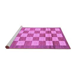 Sideview of Machine Washable Checkered Purple Modern Area Rugs, wshabs5pur
