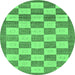 Round Checkered Emerald Green Modern Rug, abs5emgrn