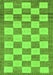 Machine Washable Checkered Green Modern Area Rugs, wshabs5grn