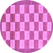 Round Checkered Purple Modern Rug, abs5pur