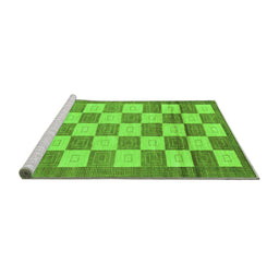 Sideview of Machine Washable Checkered Green Modern Area Rugs, wshabs5grn