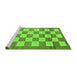 Sideview of Machine Washable Checkered Green Modern Area Rugs, wshabs5grn