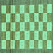 Square Checkered Turquoise Modern Rug, abs5turq