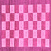Square Machine Washable Checkered Pink Modern Rug, wshabs5pnk