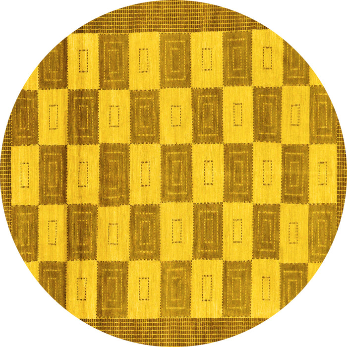 Round Machine Washable Checkered Yellow Modern Rug, wshabs5yw