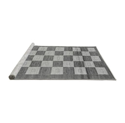Sideview of Machine Washable Checkered Gray Modern Rug, wshabs5gry