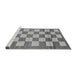 Sideview of Machine Washable Checkered Gray Modern Rug, wshabs5gry