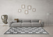 Machine Washable Checkered Gray Modern Rug in a Living Room,, wshabs5gry