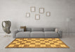 Machine Washable Checkered Brown Modern Rug in a Living Room,, wshabs5brn