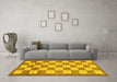 Machine Washable Checkered Yellow Modern Rug in a Living Room, wshabs5yw