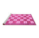 Sideview of Machine Washable Checkered Pink Modern Rug, wshabs5pnk