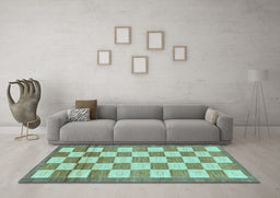Machine Washable Checkered Light Blue Modern Rug in a Living Room, wshabs5lblu