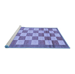 Sideview of Machine Washable Checkered Blue Modern Rug, wshabs5blu