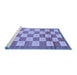 Sideview of Machine Washable Checkered Blue Modern Rug, wshabs5blu