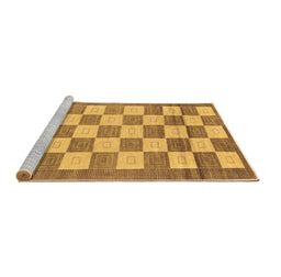 Sideview of Machine Washable Checkered Brown Modern Rug, wshabs5brn
