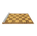 Sideview of Machine Washable Checkered Brown Modern Rug, wshabs5brn