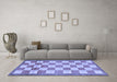 Machine Washable Checkered Blue Modern Rug in a Living Room, wshabs5blu