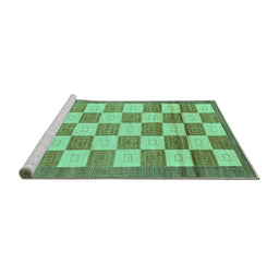 Sideview of Machine Washable Checkered Turquoise Modern Area Rugs, wshabs5turq