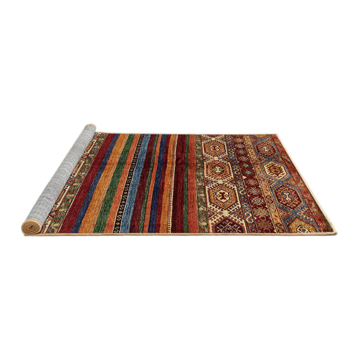 Sideview of Machine Washable Abstract Saffron Red Rug, wshabs600