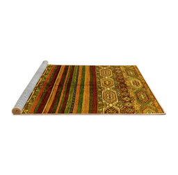 Sideview of Machine Washable Abstract Yellow Modern Rug, wshabs600yw