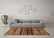 Machine Washable Abstract Brown Modern Rug in a Living Room,, wshabs600brn