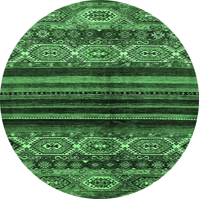 Round Abstract Emerald Green Modern Rug, abs600emgrn