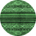 Round Abstract Emerald Green Modern Rug, abs600emgrn