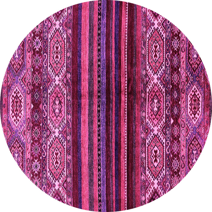 Round Machine Washable Abstract Pink Modern Rug, wshabs600pnk