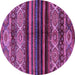 Round Machine Washable Abstract Purple Modern Area Rugs, wshabs600pur