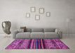 Machine Washable Abstract Purple Modern Area Rugs in a Living Room, wshabs600pur