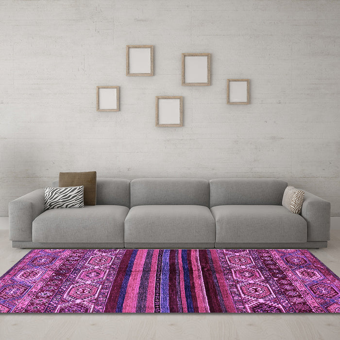 Machine Washable Abstract Purple Modern Area Rugs in a Living Room, wshabs600pur