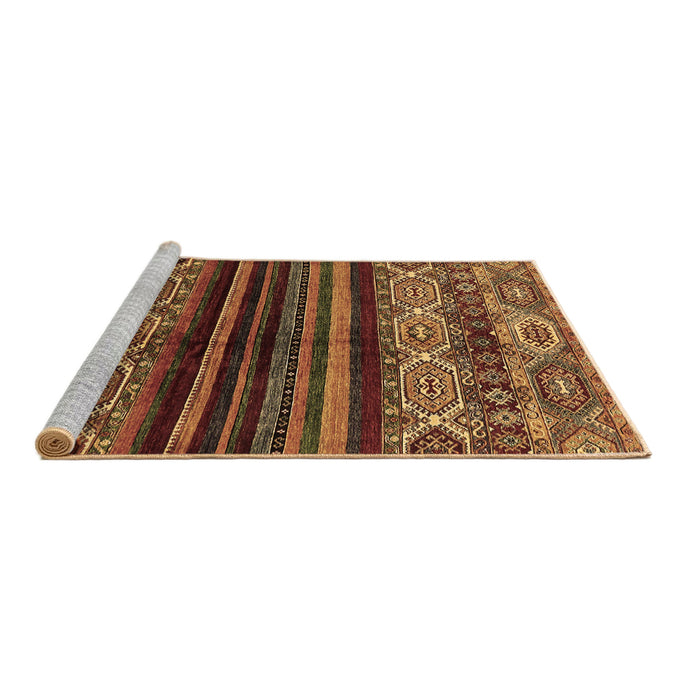 Sideview of Machine Washable Abstract Brown Modern Rug, wshabs600brn