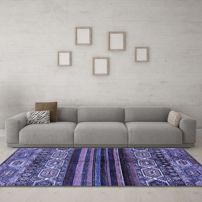 Machine Washable Abstract Blue Modern Rug in a Living Room, wshabs600blu