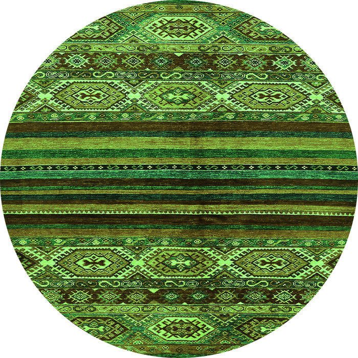 Round Machine Washable Abstract Green Modern Area Rugs, wshabs600grn