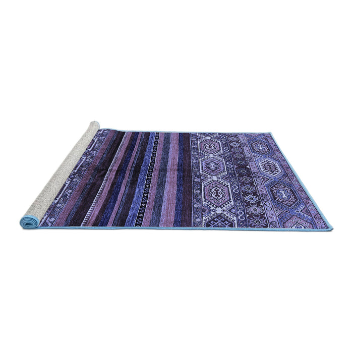Sideview of Machine Washable Abstract Blue Modern Rug, wshabs600blu
