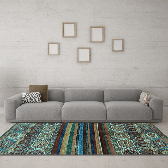 Machine Washable Abstract Light Blue Modern Rug in a Living Room, wshabs600lblu