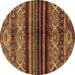 Round Machine Washable Abstract Brown Modern Rug, wshabs600brn