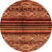 Round Abstract Orange Modern Rug, abs600org