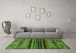 Machine Washable Abstract Green Modern Area Rugs in a Living Room,, wshabs600grn