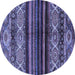 Round Abstract Blue Modern Rug, abs600blu