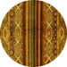 Round Abstract Yellow Modern Rug, abs600yw