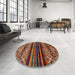 Round Machine Washable Abstract Saffron Red Rug in a Office, wshabs600