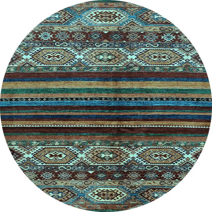 Round Machine Washable Abstract Light Blue Modern Rug, wshabs600lblu