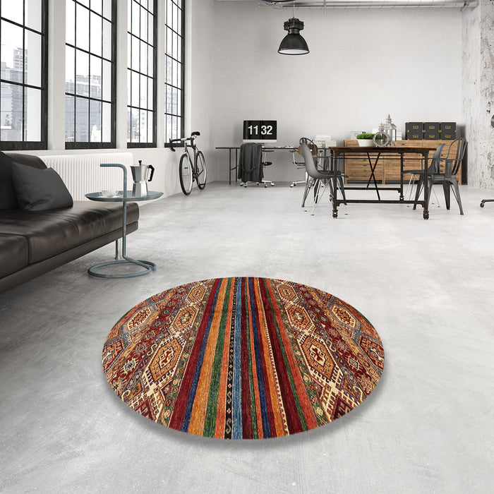 Round Abstract Saffron Red Modern Rug in a Office, abs600