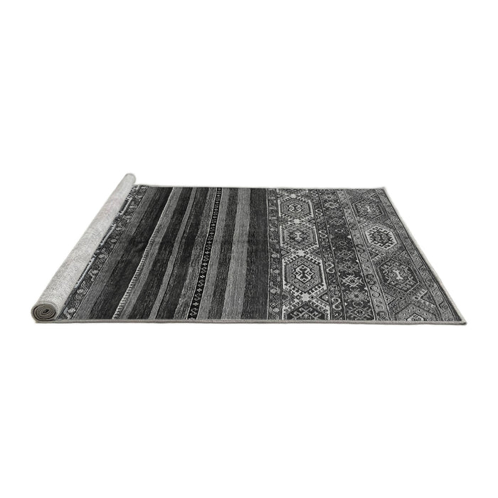 Sideview of Machine Washable Abstract Gray Modern Rug, wshabs600gry