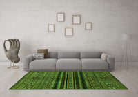 Machine Washable Abstract Green Modern Rug, wshabs601grn