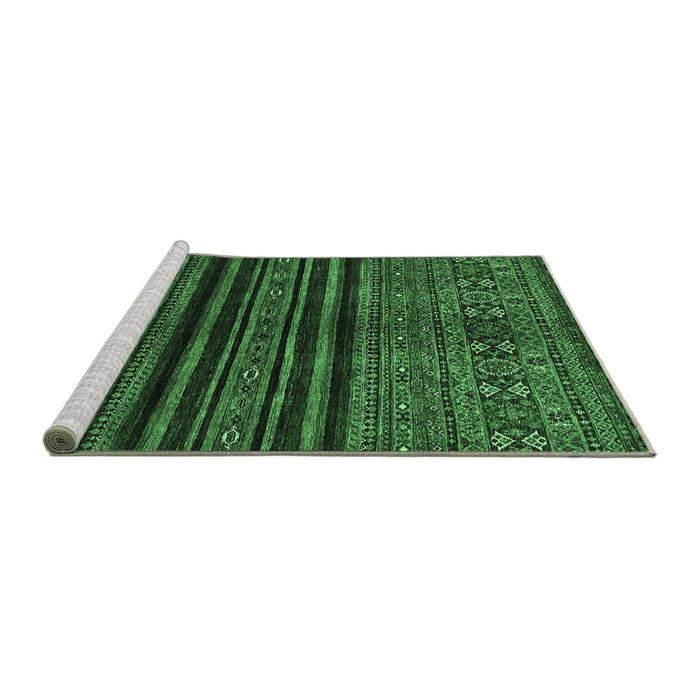 Sideview of Machine Washable Abstract Emerald Green Modern Area Rugs, wshabs601emgrn