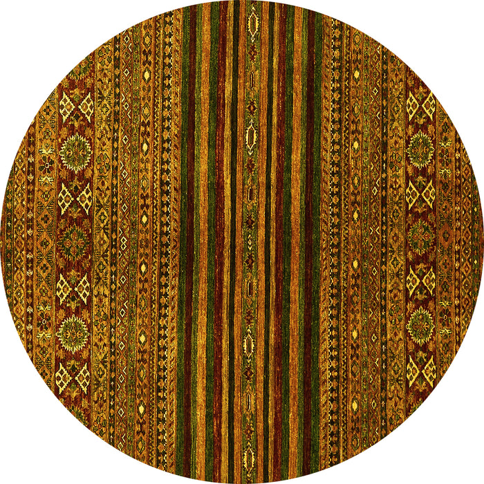 Round Machine Washable Abstract Yellow Modern Rug, wshabs601yw
