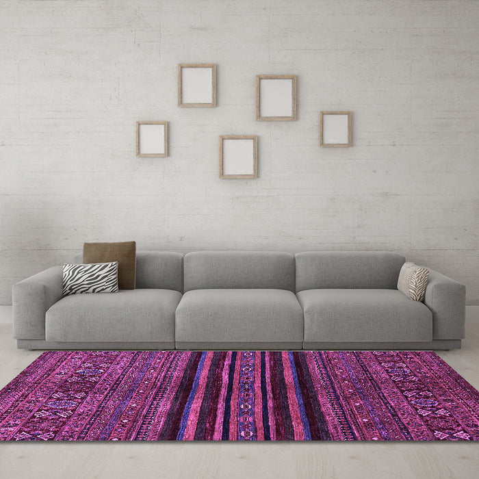 Machine Washable Abstract Purple Modern Area Rugs in a Living Room, wshabs601pur